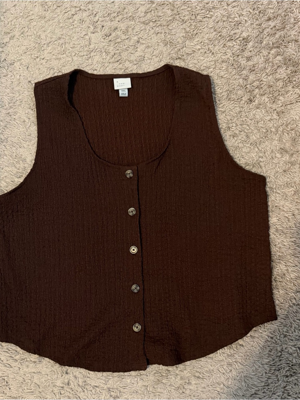 A New Day - Target Brown Sleeveless Button-Front Women's Top